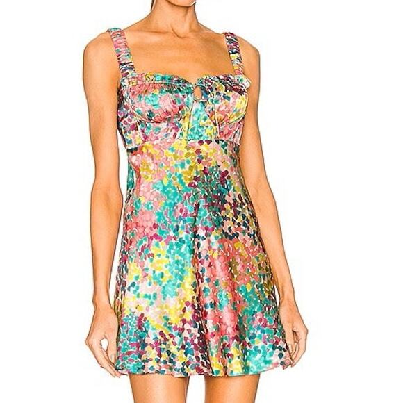 NICHOLAS Simie 100% Silk Mini Dress in Multicolor Confetti Print | Size 2 - Picture 1 of 9